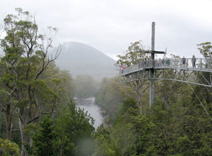 Plattform 48 Meter hoch über dem Huon River