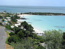 Blick auf den Strand in der Bucht von Boat Harbour