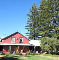 Der Name ist Programm: Die Jugendherberge Three Pines Resort in Dunsborough liegt neben drei mächtigen Pinien direkt am Strand