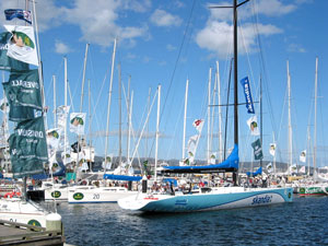 Nach der Regatta Sydney-Hobart liegen die Yachten im Hafen von Hobart