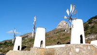 »Windmühlen-Museum«: Restaurierte Getreidemühlen nahe des Ambelos Passes