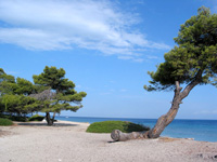 Einsam: Strand beim Naturhafen von Paliouri