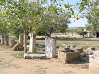 Einige Fundstücke des antiken Olynthos sind auf dem Gelände zu sehen
