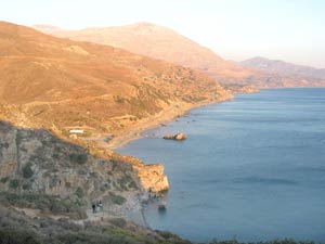 Blick auf die Palmenstrandbucht bei Preveli