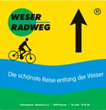 Hier geht’s lang: Hinweisschild auf den Weser-Radweg